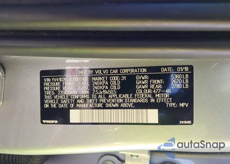 2018 Volvo Xc60 T5 Inscription from USA, damaged, VIN YV4102RL8J1065166